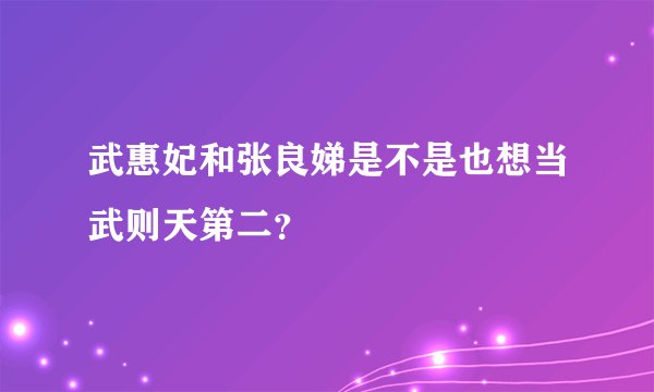 武惠妃和张良娣是不是也想当武则天第二？