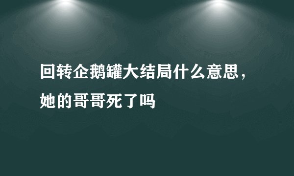 回转企鹅罐大结局什么意思，她的哥哥死了吗