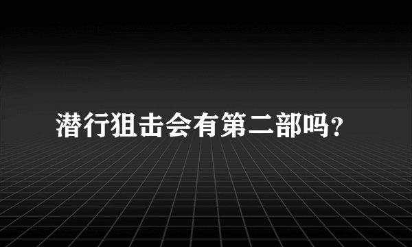 潜行狙击会有第二部吗？