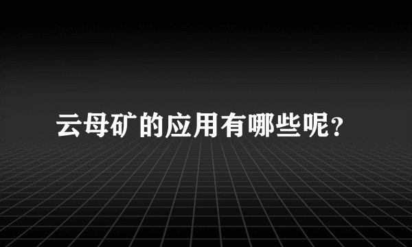 云母矿的应用有哪些呢？