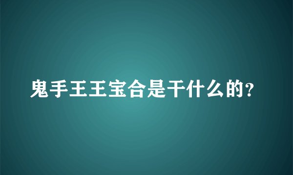 鬼手王王宝合是干什么的？