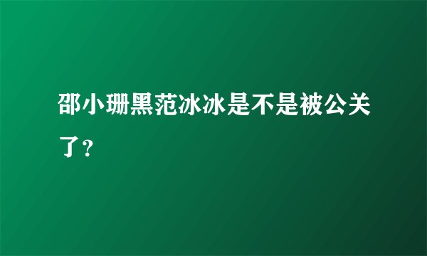 邵小珊黑范冰冰是不是被公关了？