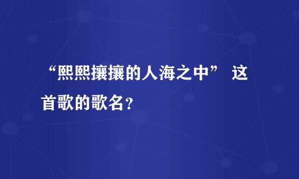 “熙熙攘攘的人海之中” 这首歌的歌名？