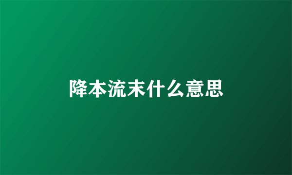 降本流末什么意思