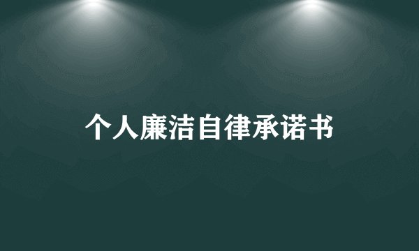 个人廉洁自律承诺书