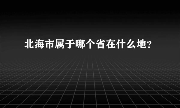 北海市属于哪个省在什么地？