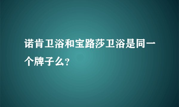 诺肯卫浴和宝路莎卫浴是同一个牌子么？
