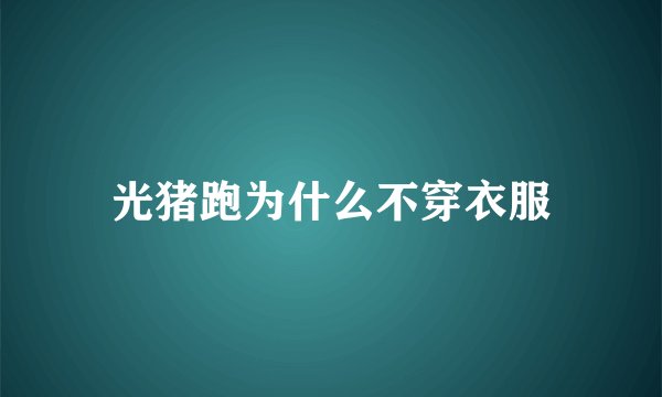 光猪跑为什么不穿衣服