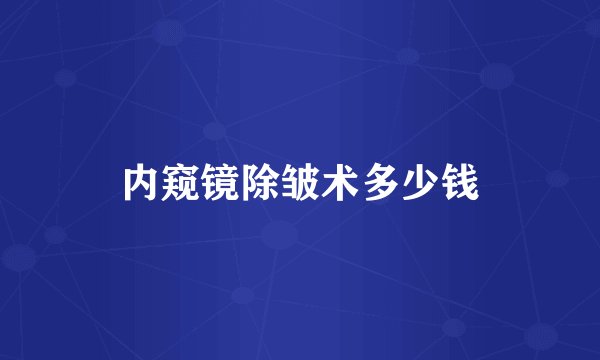 内窥镜除皱术多少钱