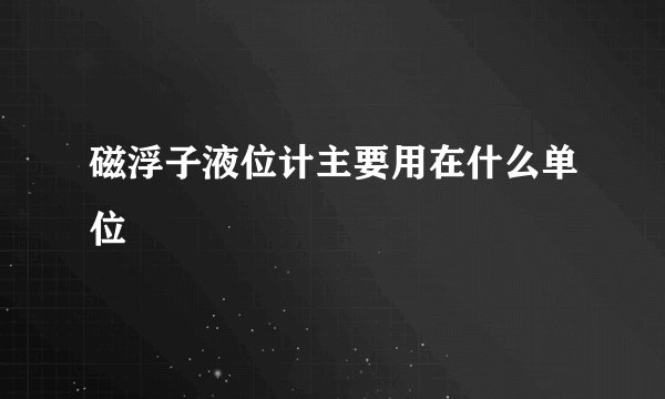 磁浮子液位计主要用在什么单位