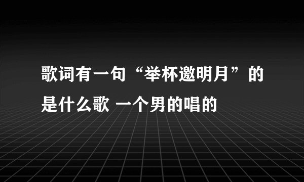 歌词有一句“举杯邀明月”的是什么歌 一个男的唱的