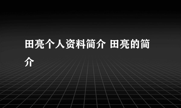 田亮个人资料简介 田亮的简介
