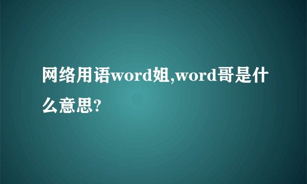 网络用语word姐,word哥是什么意思?