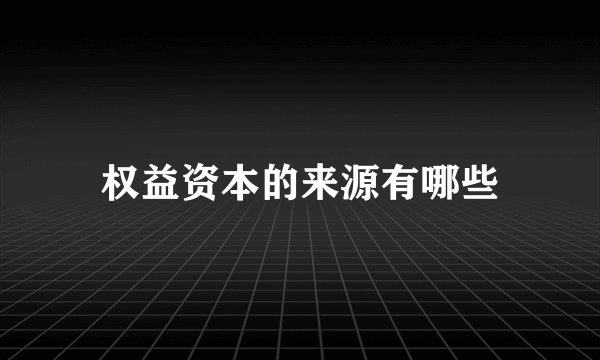 权益资本的来源有哪些