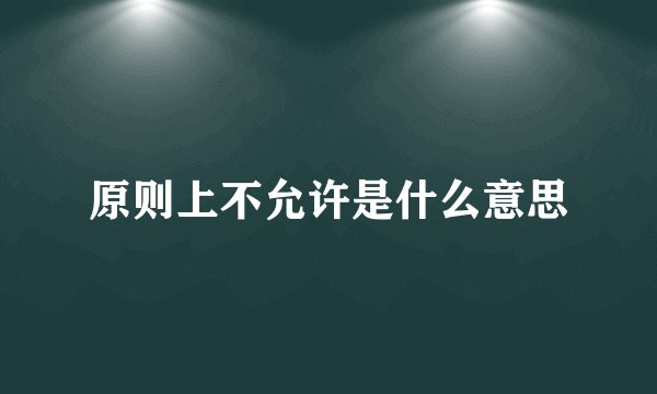 原则上不允许是什么意思