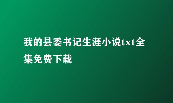 我的县委书记生涯小说txt全集免费下载