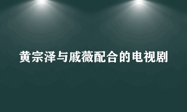 黄宗泽与戚薇配合的电视剧