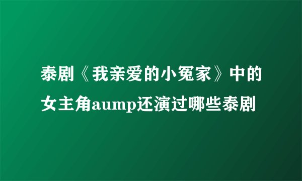 泰剧《我亲爱的小冤家》中的女主角aump还演过哪些泰剧