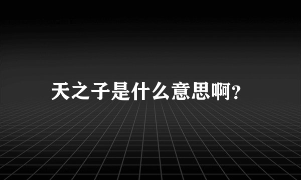 天之子是什么意思啊？