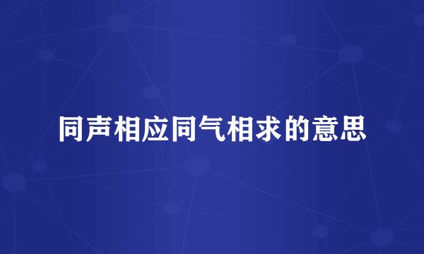 同声相应同气相求的意思