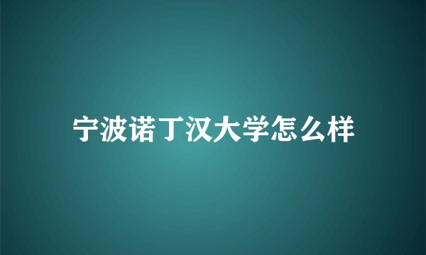 宁波诺丁汉大学怎么样