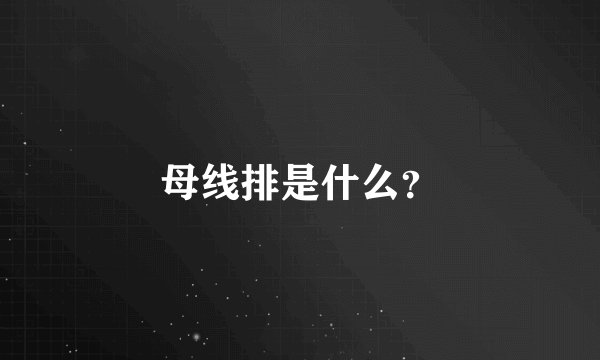 母线排是什么？