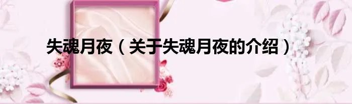 失魂月夜（关于失魂月夜的介绍）