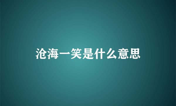 沧海一笑是什么意思