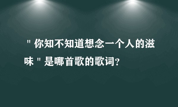 ＂你知不知道想念一个人的滋味＂是哪首歌的歌词？