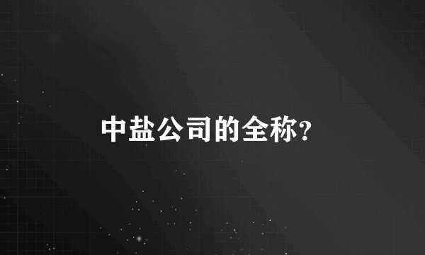 中盐公司的全称？