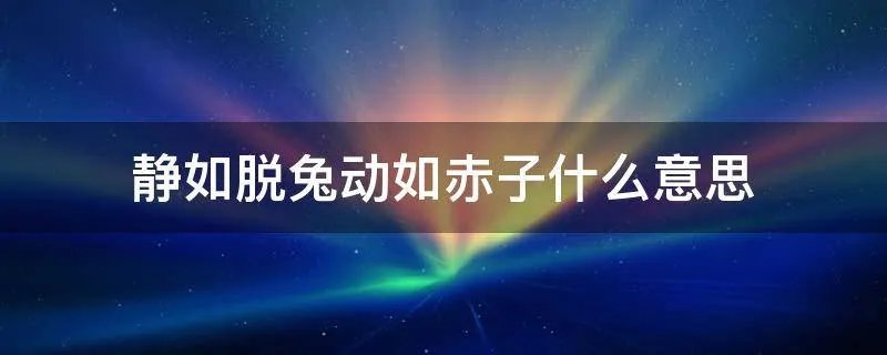 静如脱兔动如赤子什么意思