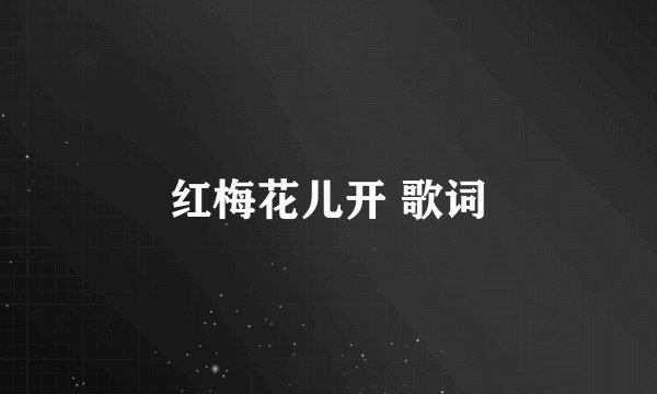 红梅花儿开 歌词
