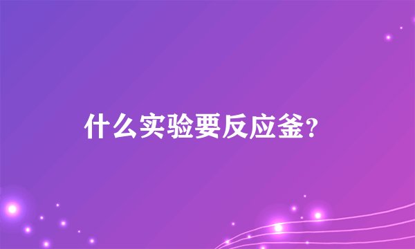 什么实验要反应釜？