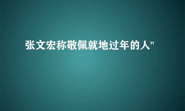 张文宏称敬佩就地过年的人