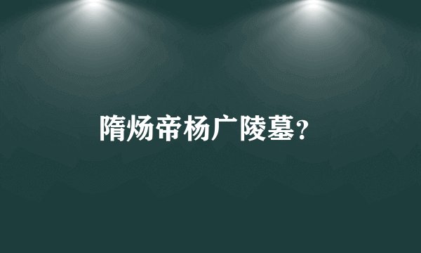 隋炀帝杨广陵墓？