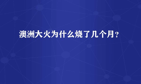 澳洲大火为什么烧了几个月？