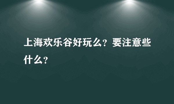 上海欢乐谷好玩么？要注意些什么？