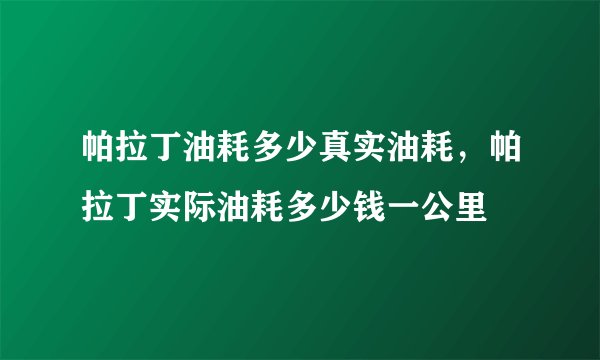 帕拉丁油耗多少真实油耗，帕拉丁实际油耗多少钱一公里