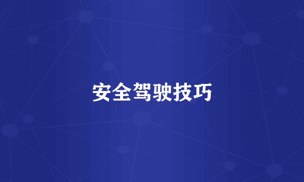 安全驾驶技巧