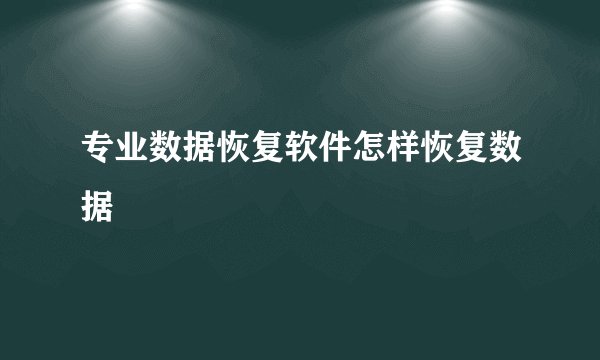 专业数据恢复软件怎样恢复数据