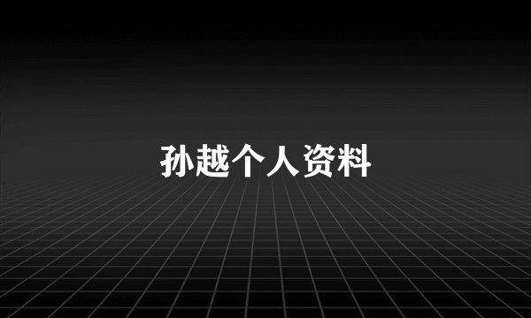 孙越个人资料