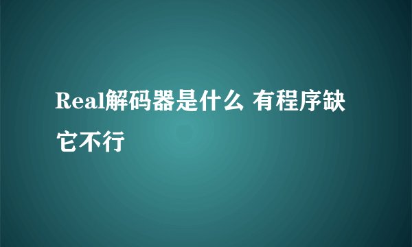 Real解码器是什么 有程序缺它不行