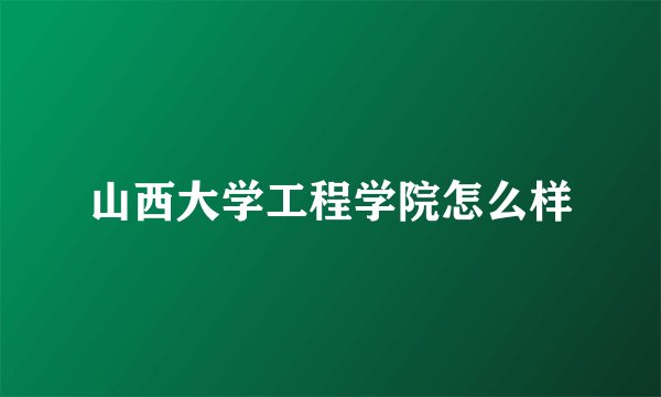 山西大学工程学院怎么样