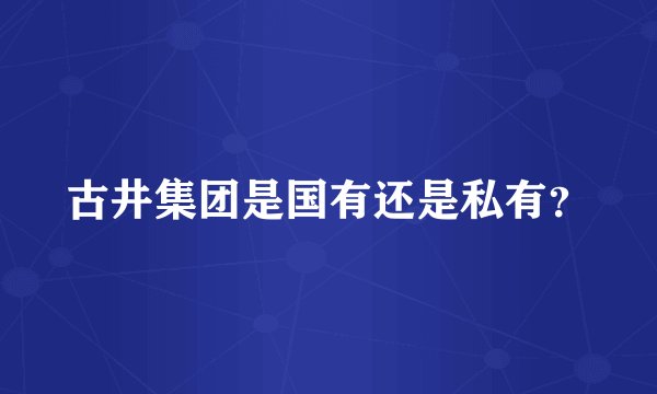 古井集团是国有还是私有？