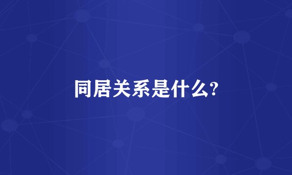 同居关系是什么?