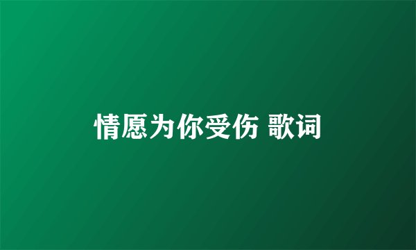 情愿为你受伤 歌词