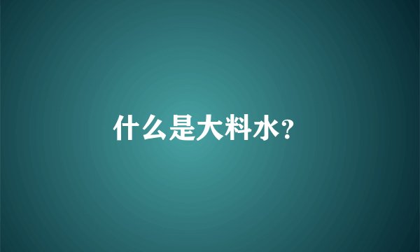 什么是大料水？