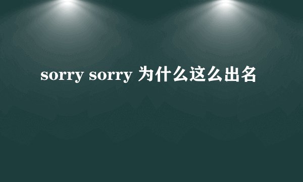 sorry sorry 为什么这么出名