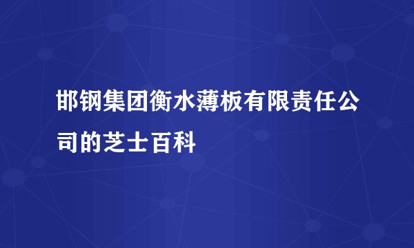 邯钢集团衡水薄板有限责任公司的芝士百科