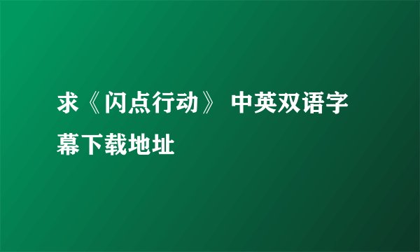 求《闪点行动》 中英双语字幕下载地址